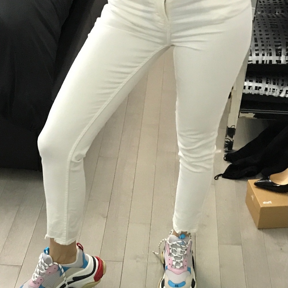Zara white cropped skinny jeans